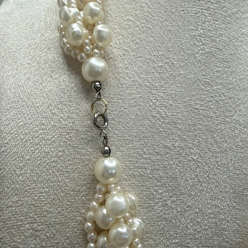 Vintage SHB 6-Strand Multi-Strand Twisted Baroque Faux Pearl Statement Necklace